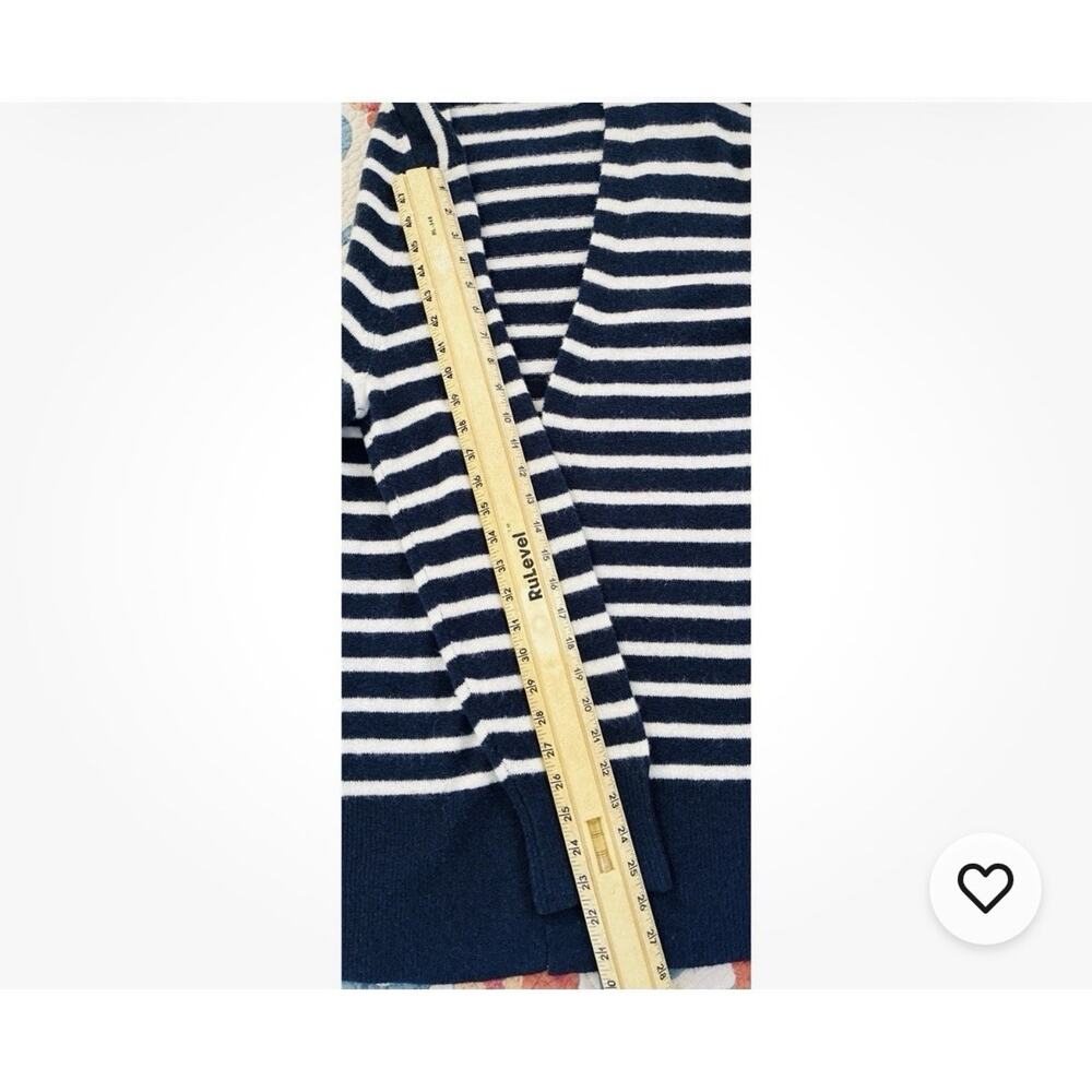 Madewell Striped Wool Alpaca Cardigan Navy Cream Open Front Cozy Sweater L - Picture 7 of 7